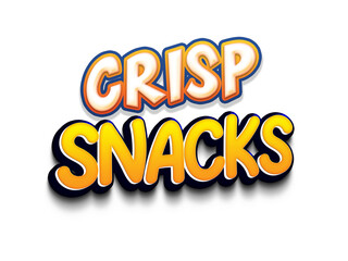 Snacks_Text_Effect. 3D outlined comic text effect. Fun snacks time graphic style on halftone abstract background.
