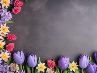 Elegant spring floral border background with copy space for custom compositions