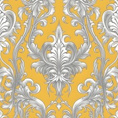 rococo pattern yellow background design.