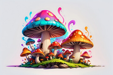 Enchanted Toadstools: Colorful Mushroom Cluster for Fantasy Illustration.

This cluster of colorful mushrooms brings enchantment to any space, perfect for fantasy illustrations, magical story settings