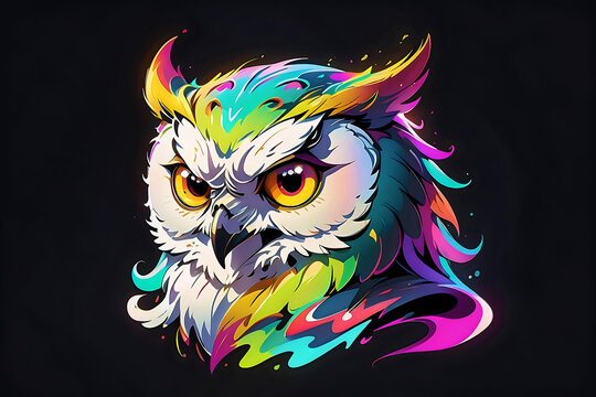 Spectral Owl Stare: Captivating Bird Illustration for Artistic Use.

This captivating illustration of an owl with spectral colors offers a unique artistic touch, perfect for wildlife themes, mystical 