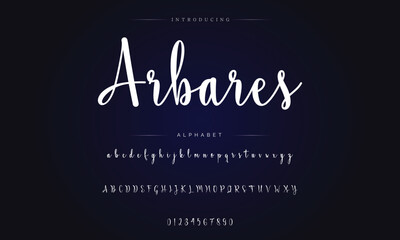 Obraz premium Lettering signature font isolated on background. brus style alphabet. Vector logo letters.