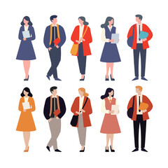 男女のビジネスマン、学生のイラスト