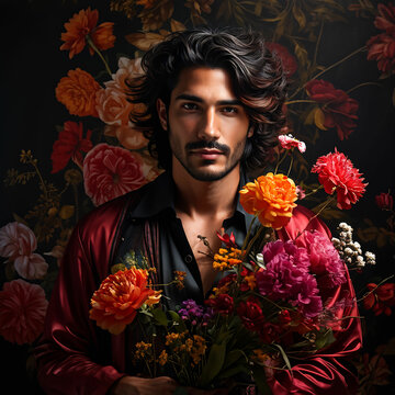 Mann mit Blumen