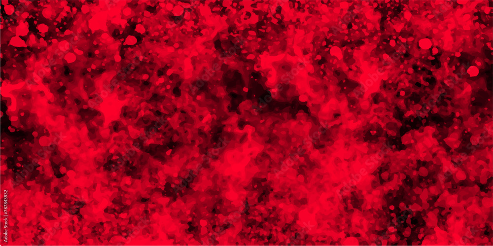 Poster Abstract dynamic particles with soft Red clouds on dark background. Defocused Lights and Dust Particles. Watercolor wash aqua painted texture grungy design.
