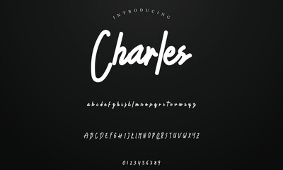 Lettering signature font isolated on background. brus style alphabet. Vector logo letters.