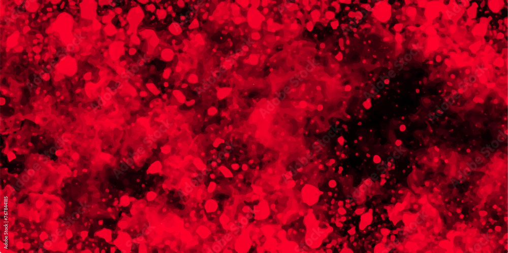 Fototapete abstract dynamic particles with soft red clouds on dark background. defocused lights and dust partic
