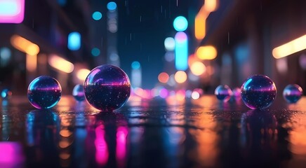 Beautiful shiny glass ball on the city street