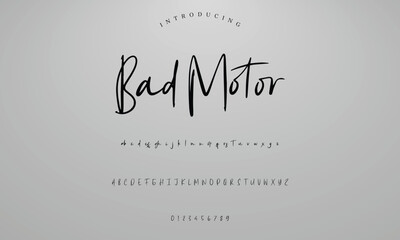 Lettering signature font isolated on background. brus style alphabet. Vector logo letters.
