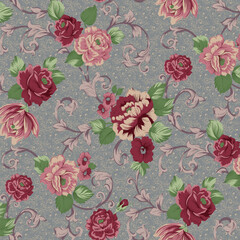 seamless floral and leaves pattern for textile prints.