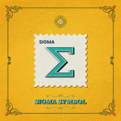 Sigma Symbol-A Mathematical Postage Stamp Style Vector Illustration Design