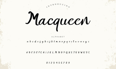 Lettering signature font isolated on background. brus style alphabet. Vector logo letters.