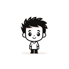 A cheerful cartoon character with spiky hair and big eyes