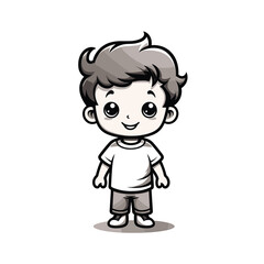 A cheerful cartoon character with spiky hair and big eyes