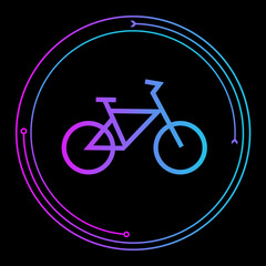 Fototapeta premium neon gradient line icon in circle with bicycle
