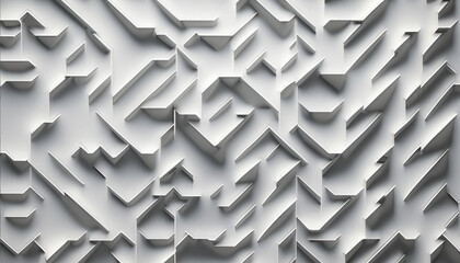 Fototapeta premium Abstract geometric shapes in white colors, 3D effects, dynamic trendy modern design as background, texture materials for technical packaging design, conceptual wall design, 
