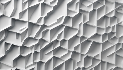 Abstract geometric shapes in white colors, 3D effects, dynamic trendy modern design as background, texture materials for technical packaging design, conceptual wall design,	
