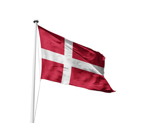 Fototapeta na wymiar National Flag of Denmark. Flag isolated on white background with clipping path.