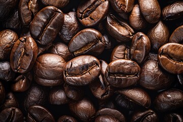 Close-Up Background of Rich Coffee Beans