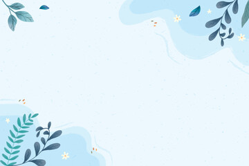 Soft Earth Tone Vectors Abstract Design Leaves, Flowers, Geometric Shapes on Blue Background