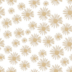 Seamless wallpaper with beautiful flowers.Vintage floral ornament. simple beige and yellow flower texture background pattern used for textile,wallpapers..,