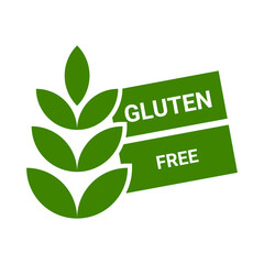 Gluten free icon badge labels vector. Olive green gluten-free food symbol, stamp icons. Gluten free icon symbol Isolated on white. Packaging badges, vector illustration.