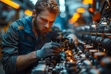 Man working on machine in factory