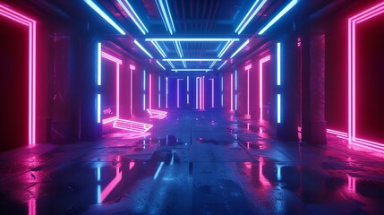 "3D Technology Abstract Neon Light Background"


