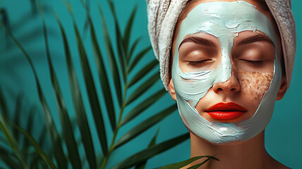 A beautiful woman in mask on face in spa salon 