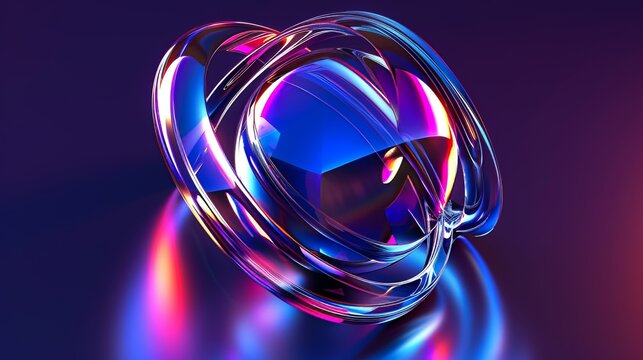 In this modern illustration 3d render, we have a Y2K Chrome hologram glossy element. An abstract shape chrome metal render. A shiny holo light in the shape of a Y2K.