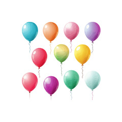 A set of colorful balloons vector illustration for design, print, pattern, isolated on white background