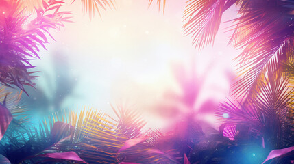 Summer sale tropical banner with tropical nature
