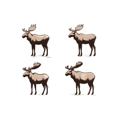 Moose | Minimalist and Simple set of 3 Line White background
