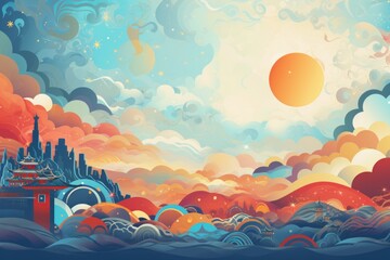 Fototapeta premium abstract background for East Meets West Day