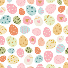 Easter seamless pattern with eggs.Suitable for wallpaper, gift paper, web page background, spring greeting cards. Vector