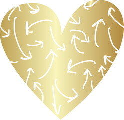 Heart line pattern gold color