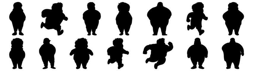 Fat people silhouette set vector design big pack of illustration and icon