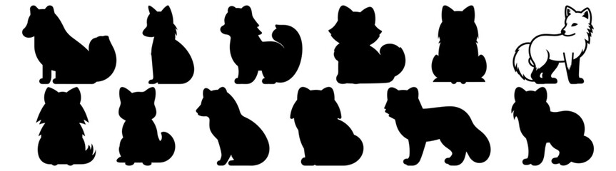 Fox silhouette set vector design big pack of illustration and icon