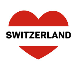 Switzerland flag in heart shape, vector design