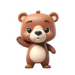 Fototapeta premium 3d rendering of cartoon bear on Isolated transparent background png. generated with AI