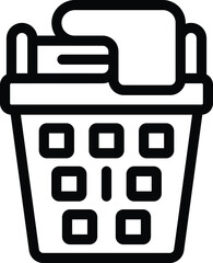 Apparel basket icon outline vector. Plastic laundry bin. Clothes container storage
