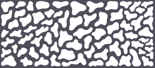 A set of white abstract onganic rounded liquid blob shapes. Vector contemporary round illustration. Irregular silhouettes of design elements.