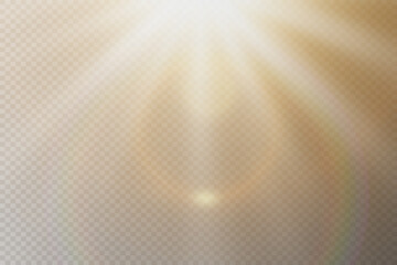 Special lens flash, lighting effect. The flare flashes with rays of light. On a transparent background.