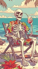 Eternal Vacation: Skeletal Chill at the Beach