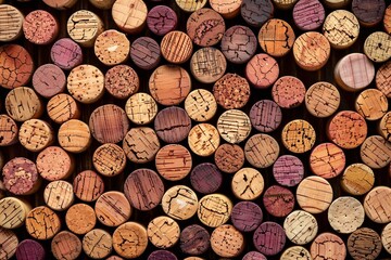 a group of corks stacked together - obrazy, fototapety, plakaty