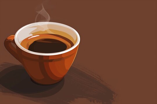 Digital art of a steaming coffee cup, capturing the morning's first peaceful moment.