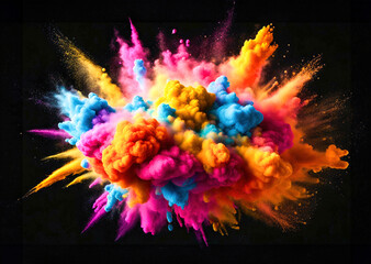 Powerful explosion of colored powder on a black background. Colorful graphic. Power dynamic concept