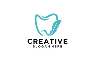 dental elegant leaf combination logo design