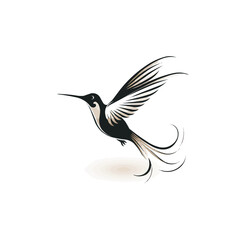 Hummingbird | Minimalist and Simple set of 3 Line White background