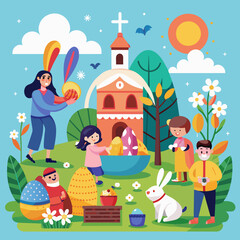 Obraz na płótnie Canvas Easter Day Vector Graphics Vibrant Designs for Festive Celebrations